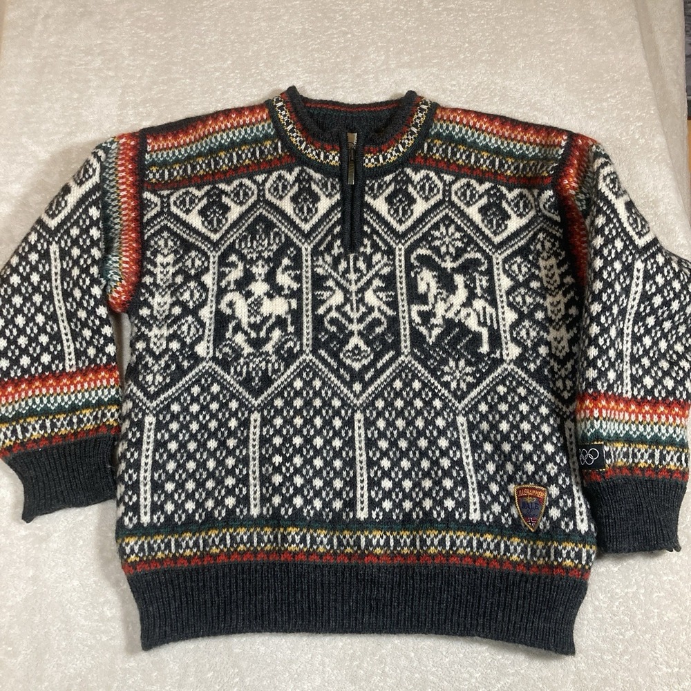 Vtg Dale Of Norway Lillehammer 1994 Olympic Nordic Fair Isle Wool Sweater XS